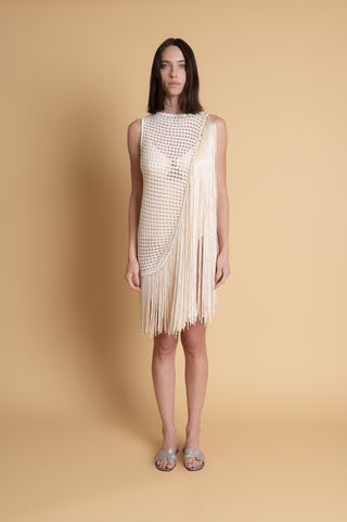 VESTIDO FRANJA OFF WHITE