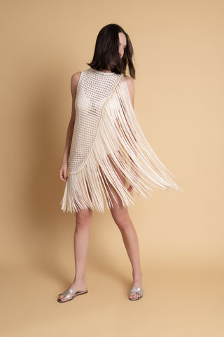 VESTIDO FRANJA OFF WHITE