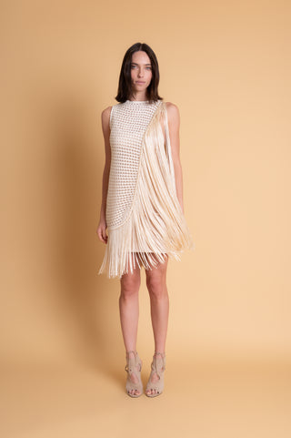 VESTIDO FRANJA OFF WHITE