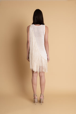 VESTIDO FRANJA OFF WHITE