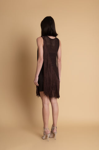 VESTIDO FRANJA MARROM