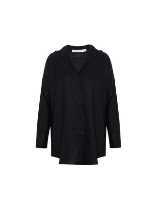 CAMISA LONGA PRETO COM BOTAO FORRADO