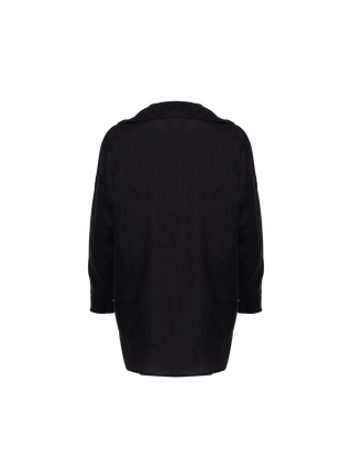 CAMISA LONGA PRETO COM BOTAO FORRADO