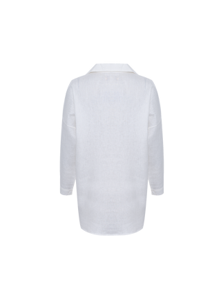 CAMISA LONGA BRANCA COM BOTAO FORRADO