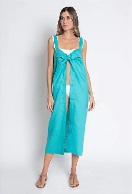 VESTIDO LINHO TURQUESA